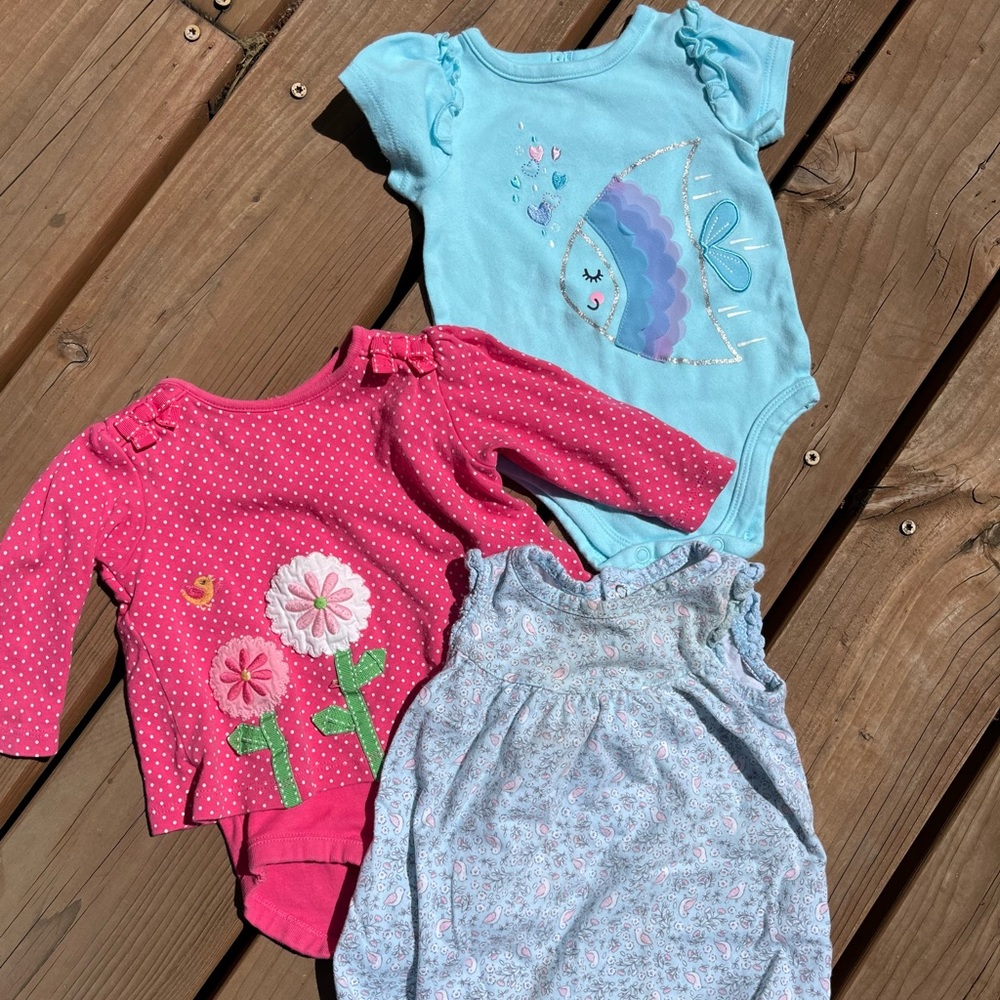 3 piece baby girl set, 3-6mo various styles